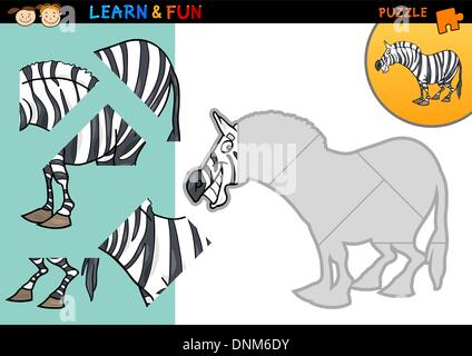 Cartoon-Illustration von Bildung-Puzzle-Spiel für Kinder im Vorschulalter mit lustigen Zebra Stock Vektor