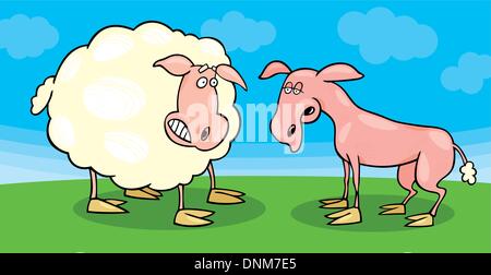 Abbildung der erschrocken Schafe und rasierte Stock Vektor