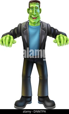 Eine Halloween cartoon Frankenstein Monster Charakter stehen mit den Armen, in klassischen Horror-Film-pose Stock Vektor