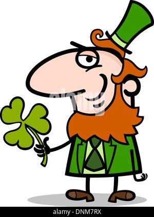 Cartoon-Illustration der glücklich Kobold mit grünen Klee oder Kleeblatt auf St. Patrick Day Holiday Stock Vektor