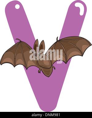 Cartoon-Illustration der V-Brief für die Vampir-Fledermaus Stock Vektor
