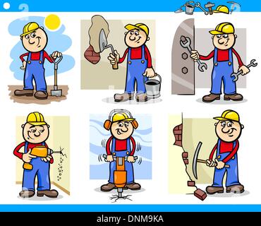 Cartoon-Illustration der lustige Handwerker oder Arbeiter an Arbeit Zeichen Stock Vektor