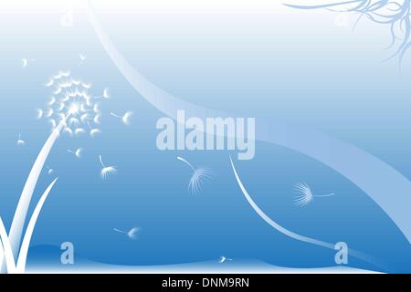 Eine Vektor-Illustration von fliegenden Löwenzahn in der Luft während der Frühjahrssaison Stock Vektor