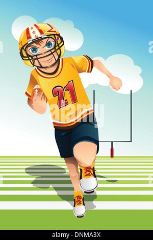 Eine Vektor-Illustration eines jungen mit einem American football Stock Vektor