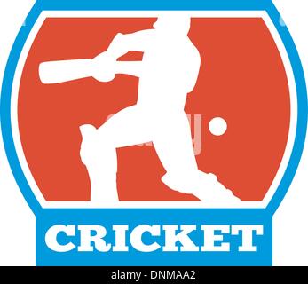 Abbildung einer Cricket Schlagmann Silhouette mit der Wimper Vorderansicht isoliert auf weiss Stock Vektor