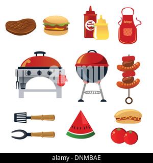 Eine Vektor-Illustration von Grill-Icon-sets Stock Vektor