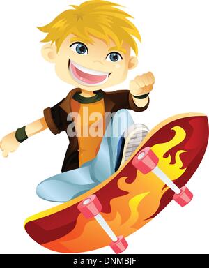 Eine Vektor-Illustration eines Skateboard jungen Stock Vektor