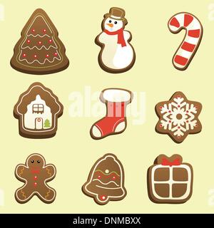 Eine Vektor-Illustration von Lebkuchen-Icon-sets Stock Vektor