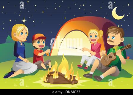 Eine Vektor-Illustration ein Campingplatz für Familien Stock Vektor
