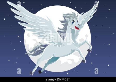 Eine Vektor-Illustration von einem fliegenden pegasus Stock Vektor