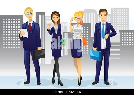 Eine Vektor-Illustration von Geschäftsleuten vor Bürogebäude Stock Vektor