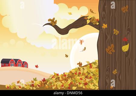 Vektor-Illustration der fallenden Blätter im Herbst Stock Vektor
