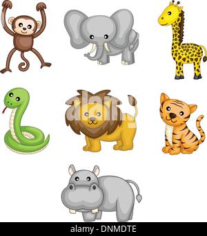 Ein Vektor-Illustrationen von Wildtieren cartoon Stock Vektor
