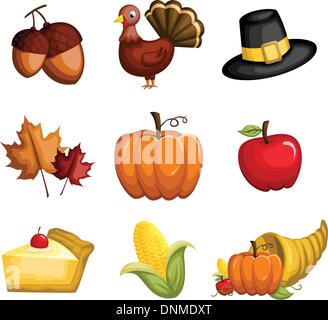 Eine Vektor-Illustration von einer Reihe von Thanksgiving icons Stock Vektor