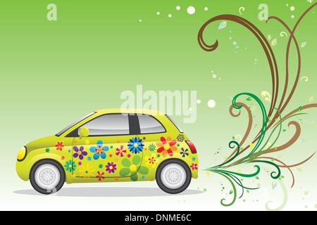Eine Vektor-Illustration eines grünen Autos für Umwelt-freundlich-Konzept Stock Vektor