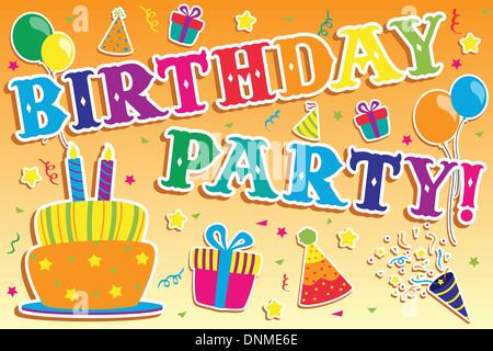 Eine Vektor-Illustration von alles Gute zum Geburtstagseinladung Stock Vektor