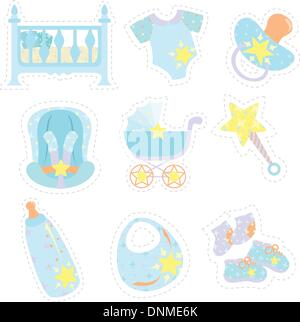 Eine Vektor-Illustration von Baby Artikel icons Stock Vektor