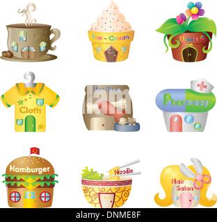 Eine Vektor-Illustration von niedlichen Cartoon Geschäfte Stock Vektor