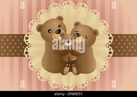 Eine Vektor-Illustration ein Bär Familie umarmt Stock Vektor