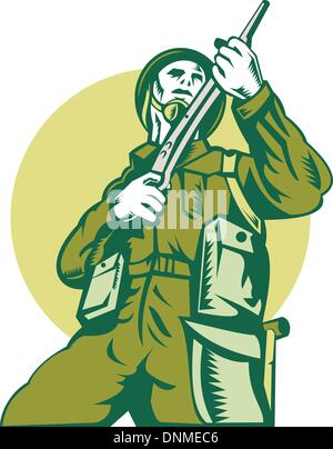 Abbildung einer Welt Krieg zwei britische Soldaten mit Gewehr Stock Vektor