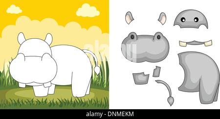 Eine Vektor-Illustration eines Nilpferd-Puzzles Stock Vektor