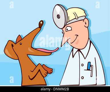 Cartoon-Illustration der Hund beim Tierarzt Stock Vektor