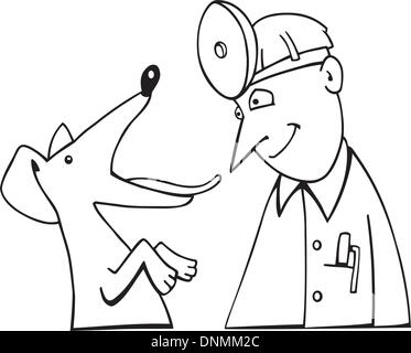 Illustration des Hundes beim Tierarzt für Malbuch Stock Vektor