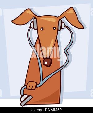 Cartoon-Illustration der Tierarzt Hund mit Stethoskop Stock Vektor