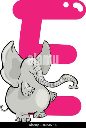 Cartoon-Illustration der E-Brief für Elefanten Stock Vektor