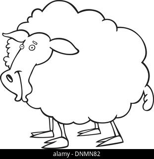 Illustration der Bauernhof Schafe für Malbuch Stock Vektor