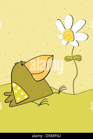 Vogel und Feder Blume Stock Vektor