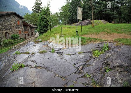 Rock-Zeichnungen in Valcamonica, Italien, Lombardei, Provinz Brescia, Camonica-Tal, Capo di Ponte, UNESCO-Welterbe Stockfoto