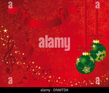 Weihnachten (Neujahr) Gruß-Postkarte mit musikalischen Mitarbeiter. Vektor-Hintergrund. Stock Vektor