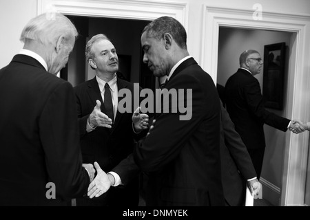 US-Präsident Barack Obama trifft sich mit dem Haus demokratische Führung in das Weiße Haus 15. Oktober 2013 in Washington, DC. Stockfoto