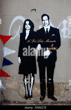 Prinz William und Kate Middleton, ein bisschen wie Marmite, Bambi Graffiti, London, UK Stockfoto