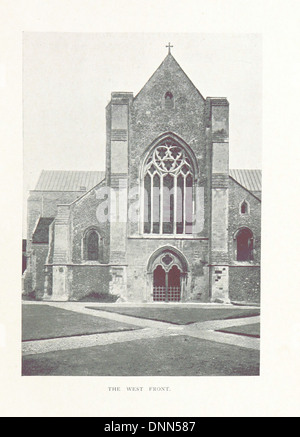 Dieses Bild aus dem Buch „St. Cross Hospital, in der Nähe von Winchester“ zeigt historische Illustrationen der Architektur und Geschichte des Krankenhauses. Herausgegeben von William Thorn Warren, hebt es die Bedeutung des Krankenhauses in der Geschichte von Winchester hervor. Das Buch wurde 1899 veröffentlicht. Stockfoto