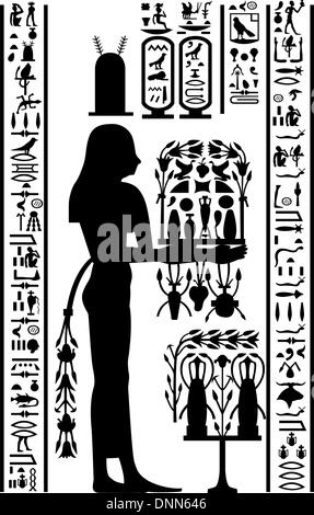 Ägyptische Hieroglyphen und unter freiem Himmel. Vektor-Illustration. Stock Vektor