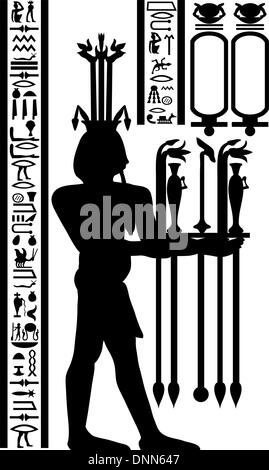 Ägyptische Hieroglyphen und unter freiem Himmel. Vektor-Illustration. Stock Vektor