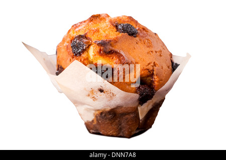 Hausgemachte Muffins mit getrockneten Cranberries isoliert auf weißem Hintergrund Stockfoto
