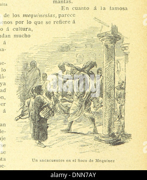 Ein Bild aus „Por todo Marruecos“ von JuliaIn A. de Sestri, das Aspekte des marokkanischen Reiches und der Landschaft mit detaillierten Beschreibungen und Illustrationen der Geschichte und Kultur der Region veranschaulicht. Stockfoto