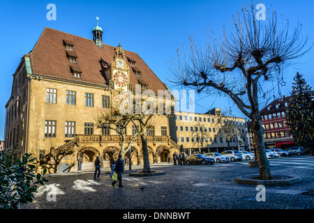 Historisches Rathaus mit der astronomischen Uhr von Isaak Habrecht (1580) der deutschen Stadt Heilbronn Deutschland Stockfoto