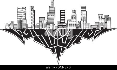 Skyline von Los Angeles, Kalifornien. Schwarz / Weiß-Vektor-Illustration EPS 8. Stock Vektor