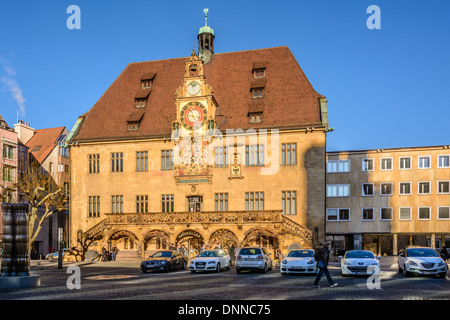 Historisches Rathaus mit der astronomischen Uhr von Isaak Habrecht (1580) der deutschen Stadt Heilbronn Deutschland Stockfoto