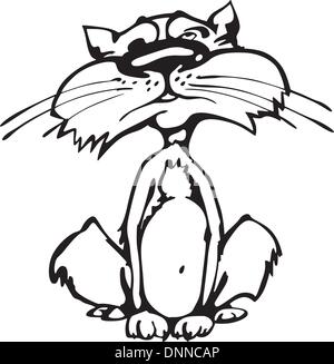 lustige meditative Katze, Cartoon schwarz-weiß Vektor-illustration Stock Vektor