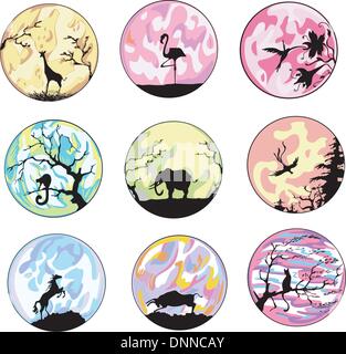 Sonstige tierische Dingbats. Satz von tierischen Vektor Farbsymbole. Stock Vektor