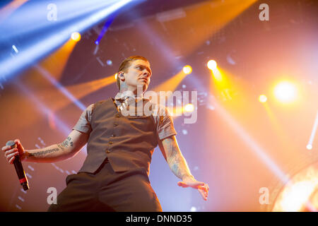 Madison, Wisconsin, USA. 2. Februar 2013. Sänger BRENT SMITH von Shinedown Höchstleistungen Alliant Energy Center in Madison, Wisconsin © Daniel DeSlover/ZUMAPRESS.com/Alamy Live-Nachrichten Stockfoto