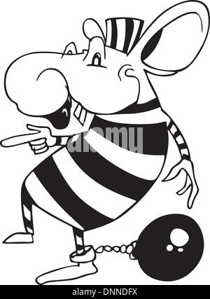 Maus gefangen. Cartoon. Schwarz / Weiß-Vektor-illustration Stock Vektor