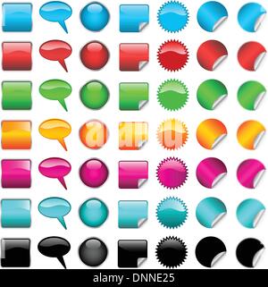 Große Anzahl von verschiedenen farbigen glänzend icons Stock Vektor