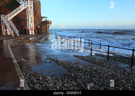 Winter-Blick auf die Jakobsleiter Strand, Sidmouth, East Devon, UK Stockfoto