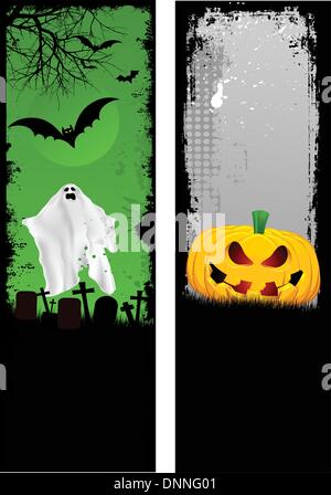 Zwei Entwürfe von Grunge Halloween Banner Stock Vektor